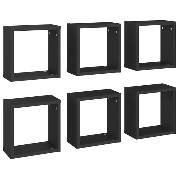 vidaXL Étagères cube murales 6 Pièces noir 30x15x30 cm