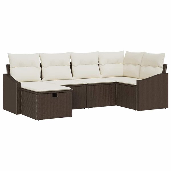 vidaXL Ensemble de canapé de jardin 6 Pièces Marron 55 x 62 x 69 cm