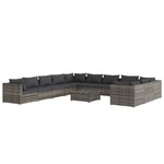 vidaXL Salon de jardin 12 Pièces avec coussins Résine tressée Gris