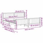 vidaXL Cadre de lit Marron et noir 180 x 200 cm Bois massif en pin