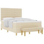 vidaXL Lit à ressorts avec tête de lit Crème 200 x 140 cm tissu