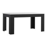 PILVI Table a manger de 6 a 8 personnes style contemporain - Blanc et noir mat - L 160 x l 90 cm