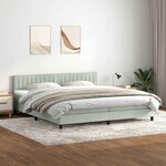 vidaXL Sommier à lattes de lit et matelas gris clair 180x210cm velours