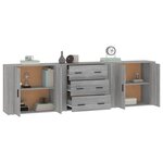 vidaXL Buffets 3 Pièces Sonoma gris Bois d'ingénierie