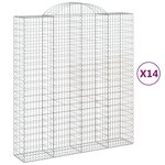 vidaXL Paniers à gabions arqués 14 Pièces 200x50x220/240 cm Fer galvanisé