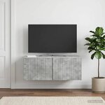 vidaXL Meuble TV mural Gris béton 78 5 x 41 x 30 cm Bois d'ingénierie