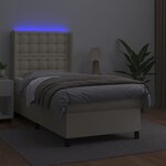 vidaXL Sommier à lattes de lit matelas LED Crème 90x200cm Similicuir