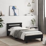 vidaXL Cadre de lit sans matelas avec tête de lit noir 75x190 cm