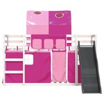 vidaXL Lit superposé sans matelas avec toboggan et rideaux 90x200 cm