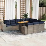 vidaXL Salon de jardin 11 Pièces avec coussins gris résine tressée