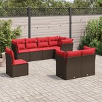 vidaXL Salon de jardin 8 Pièces avec coussins marron résine tressée