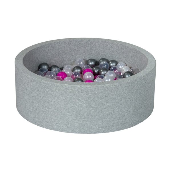Piscine à balles Aire de jeu + 150 balles perle  transparent  rose  argent