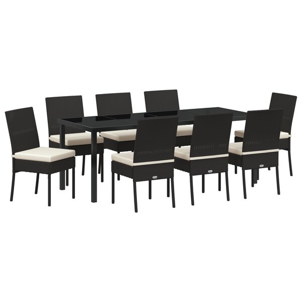 vidaXL Ensemble de jardin de 9 pièces en poly rattan noir