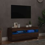vidaXL Meuble TV avec lumières LED chêne marron 100x35x40 cm
