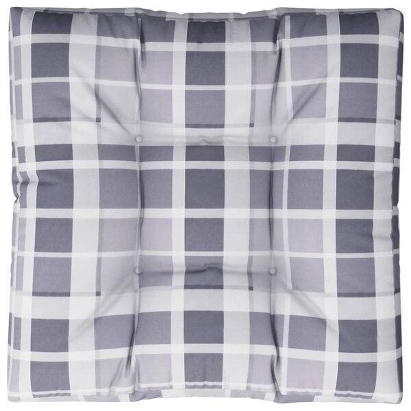 vidaXL Coussin de palette motif à carreaux gris 80x80x12 cm tissu