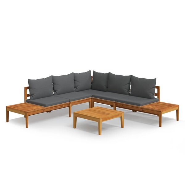 vidaXL Salon de jardin 4 Pièces avec coussins gris foncé Bois d'acacia