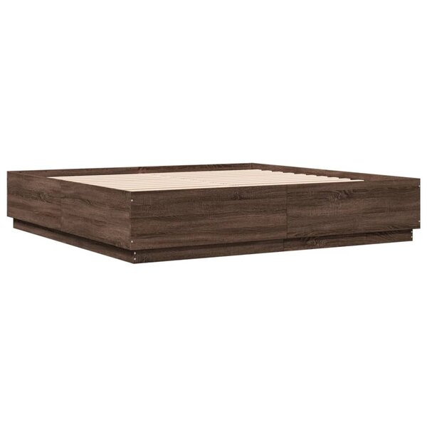 vidaXL Cadre de lit chêne marron 200x200 cm bois d'ingénierie