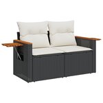 Ensemble de canapé de jardin 13 pièces avec coussins Noir Poly Rattan Acacia