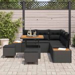 vidaXL Ensemble de canapé de jardin avec coussin Noir Poly rotin