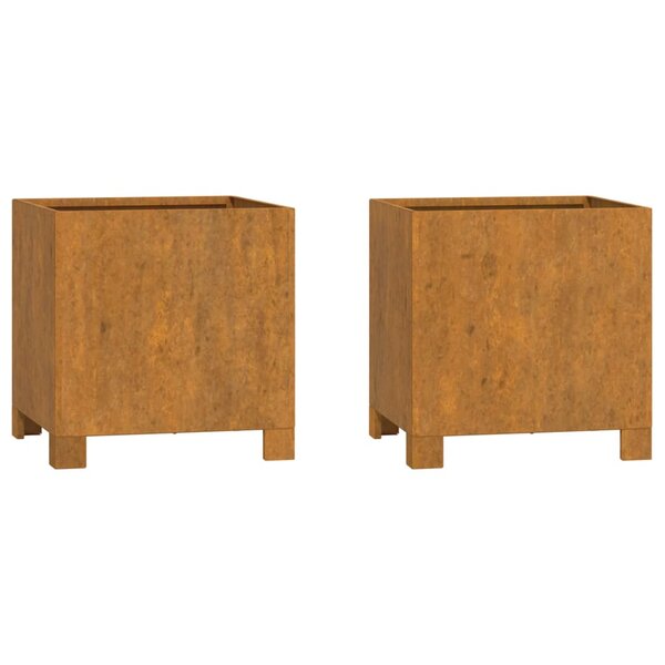 vidaXL Jardinières avec pieds 2 Pièces Rouillé 32x30x33 cm Acier corten
