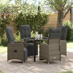 vidaXL Ensemble de salle à manger de jardin 5 pièces avec coussins gris en poly rotin