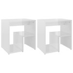 vidaXL Tables de chevet 2Pièces blanc brillant 40x30x40cm bois ingénierie