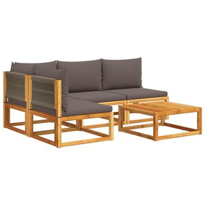 vidaXL Ensemble de canapés de jardin 5 pièces avec coussins en bois d'acacia et corde