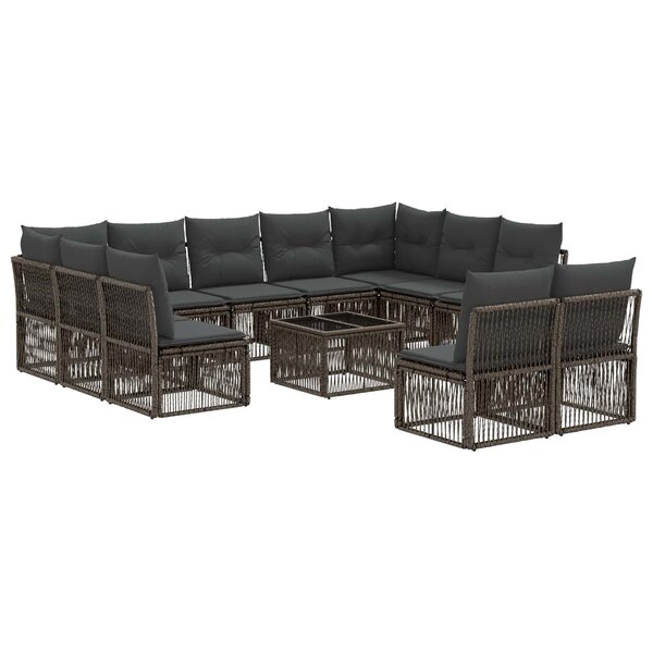 vidaXL Ensemble de canapé de jardin 12 Pièces Gris polyrotin