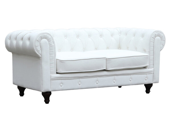 Canapé fixe Chesterfield "Aliza" - 157 x 82 x 70 cm - 2 places - Blanc