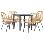 vidaXL Ensemble à manger jardin 5Pièces marron poly rotin verre