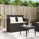 vidaXL Banc de jardin avec coussins noir résine tressée