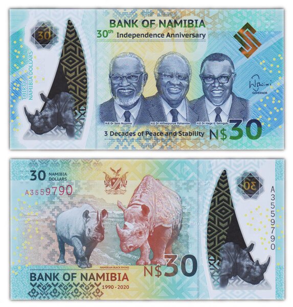 Billet de collection 30 namibia dollars 2020 namibie - neuf - p18 - 30ans indépendance