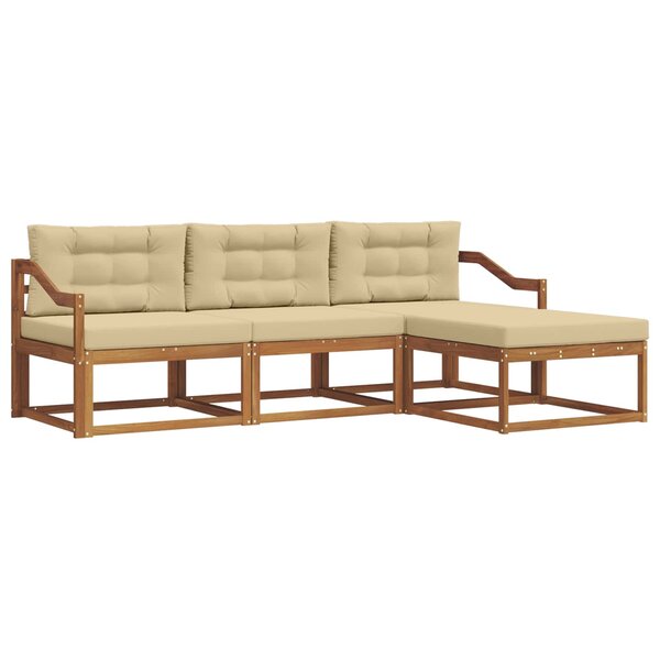 vidaXL Ensemble de canapés d'extérieur 4 Pièces Naturel et Beige