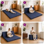 vidaXL Canapé-lit pliable 140 x 67 x 15 cm Bleu