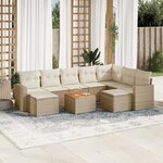 vidaXL Salon de jardin avec coussins 10 Pièces beige résine tressée