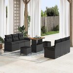 vidaXL Ensemble de canapé de jardin 9 Pièces Noir 90 x 55 x 71 cm