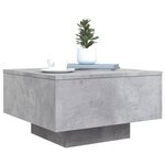 vidaXL Table basse avec lumières LED gris béton 55x55x31 cm