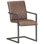 vidaXL Chaises à manger cantilever lot de 4 marron cuir véritable