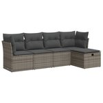 vidaXL Salon de jardin 5 Pièces avec coussins gris résine tressée