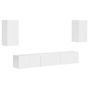 vidaXL Ensemble meuble TV 5 Pièces Blanc brillant Bois d'ingénierie