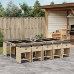 vidaXL Ensemble à manger de jardin et coussins 11 Pièces mélange beige
