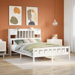 vidaXL Lit bibliothèque sans matelas blanc 160x200 cm bois pin massif