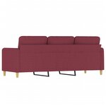 vidaXL Canapé à 3 places Rouge bordeaux 180 cm Tissu