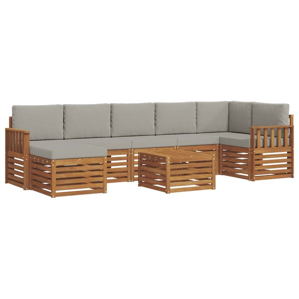 vidaXL Ensemble de canapés d'extérieur 8 Pièces Gris Naturel et Clair