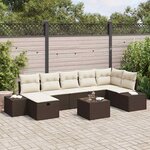 vidaXL Ensemble de canapé de jardin 8 Pièces Marron Poly rotin