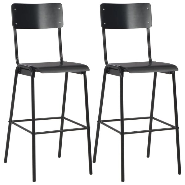 vidaXL Chaises de bar lot de 2 noir contreplaqué solide et acier