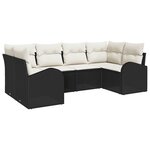 vidaXL Ensemble de canapé de jardin avec coussin 6 Pièces Noir Poly rotin