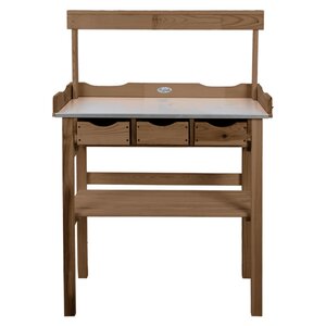 Esschert Design Table de rempotage avec tiroir et étagère marron