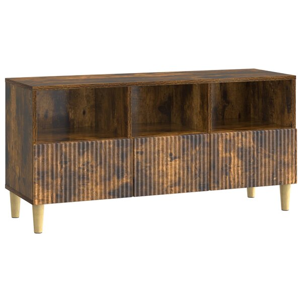vidaXL Meuble TV 102 x 34 5 x 50 cm Chêne fumé Bois d'ingénierie