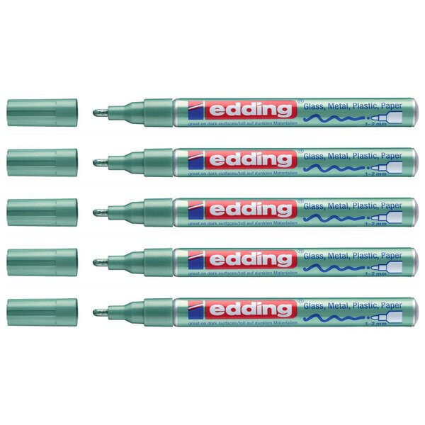 Marqueur Permanent Peinture Brillante 751 Vert Métallisé Pointe Ronde 1-2 mm x 5 EDDING